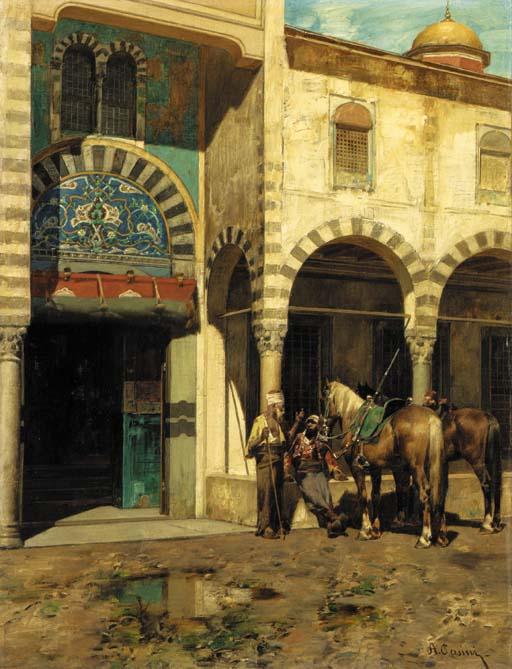 Wikioo.org – L'Enciclopedia delle Belle Arti - Pittura, Opere di Alberto Pasini - Un Resto Fuori Della Moschea