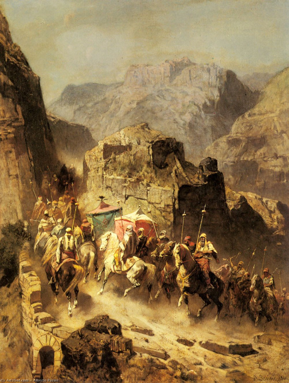 WikiOO.org - Encyclopedia of Fine Arts - Målning, konstverk Alberto Pasini - An Arab Caravan