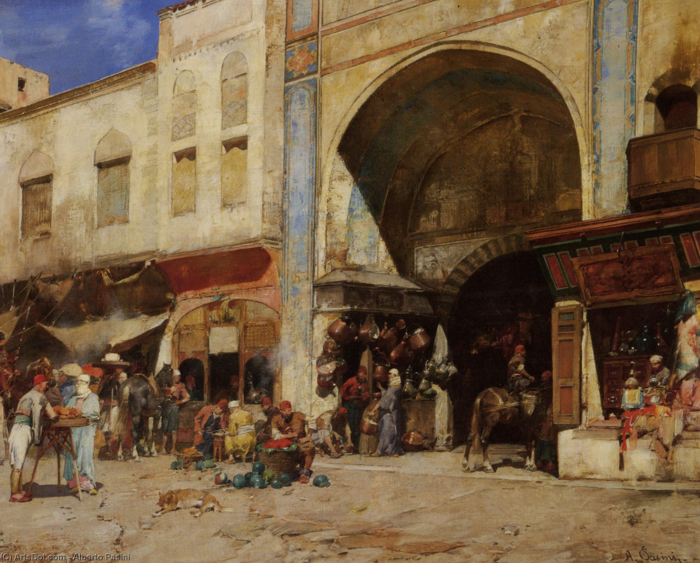 WikiOO.org - Encyclopedia of Fine Arts - Målning, konstverk Alberto Pasini - An Eastern Market
