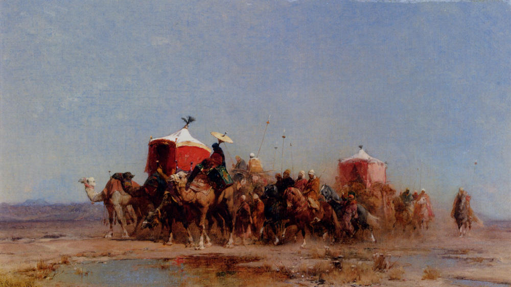 Wikioo.org - The Encyclopedia of Fine Arts - Painting, Artwork by Alberto Pasini - Caravan In The Desert