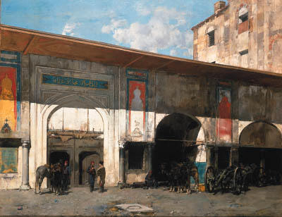 Wikioo.org - The Encyclopedia of Fine Arts - Painting, Artwork by Alberto Pasini - Caserne A Istanbul