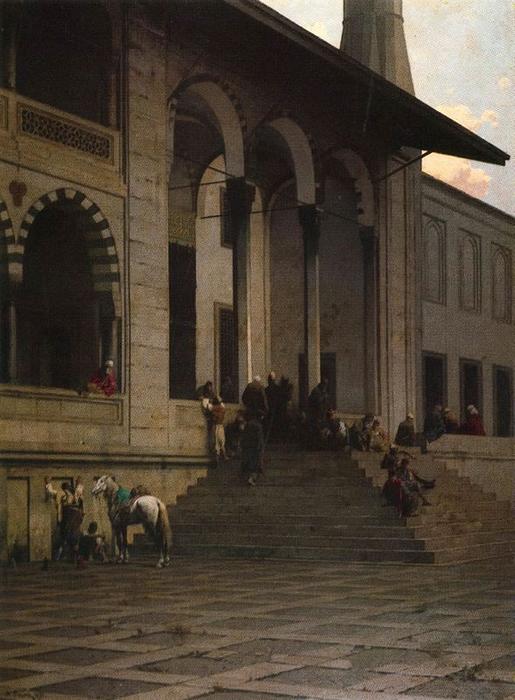 Wikioo.org - The Encyclopedia of Fine Arts - Painting, Artwork by Alberto Pasini - Entrance Of The Yeni-Djami Mosque In Constantinople