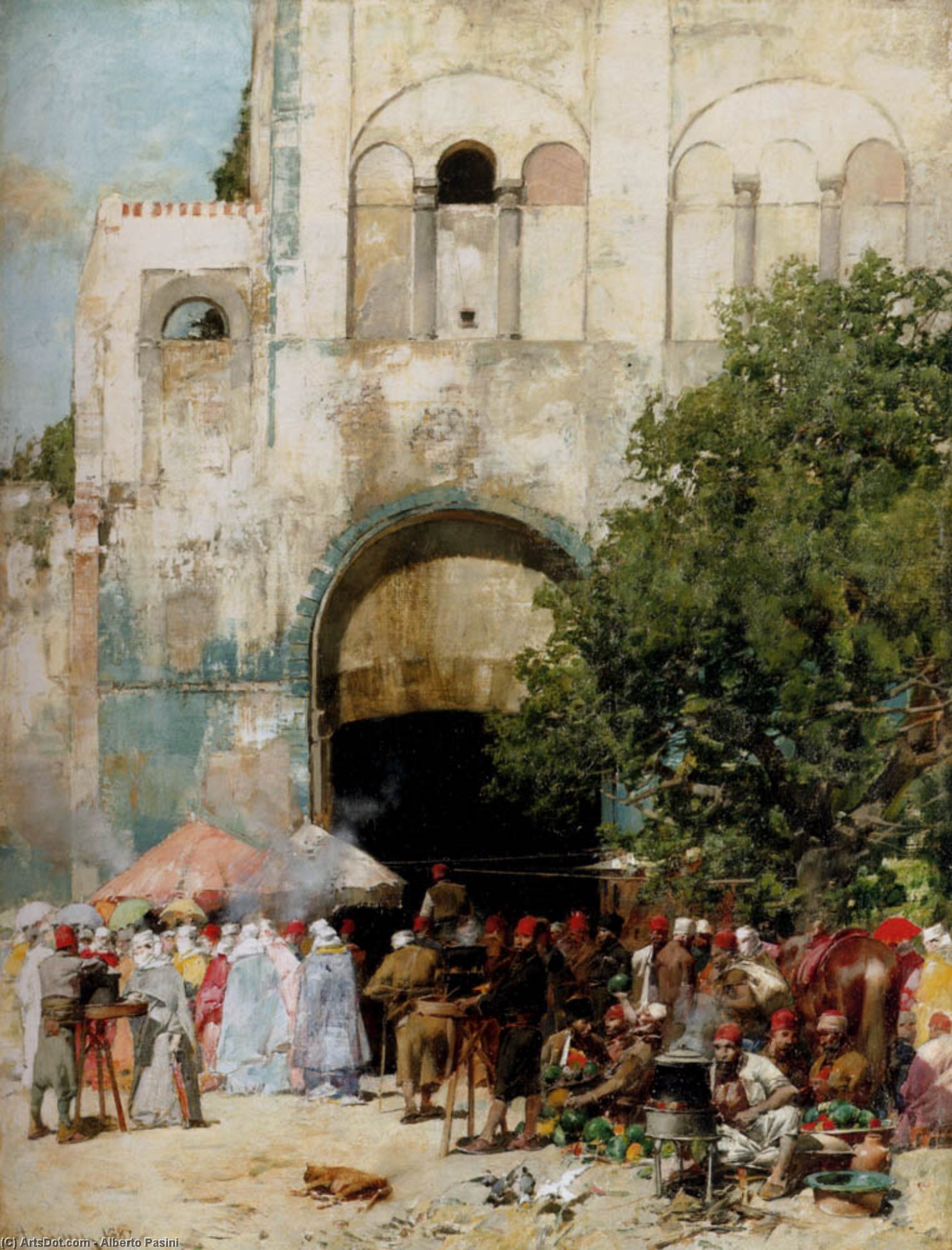 Wikioo.org – La Enciclopedia de las Bellas Artes - Pintura, Obras de arte de Alberto Pasini - Día de mercado Constantinopla