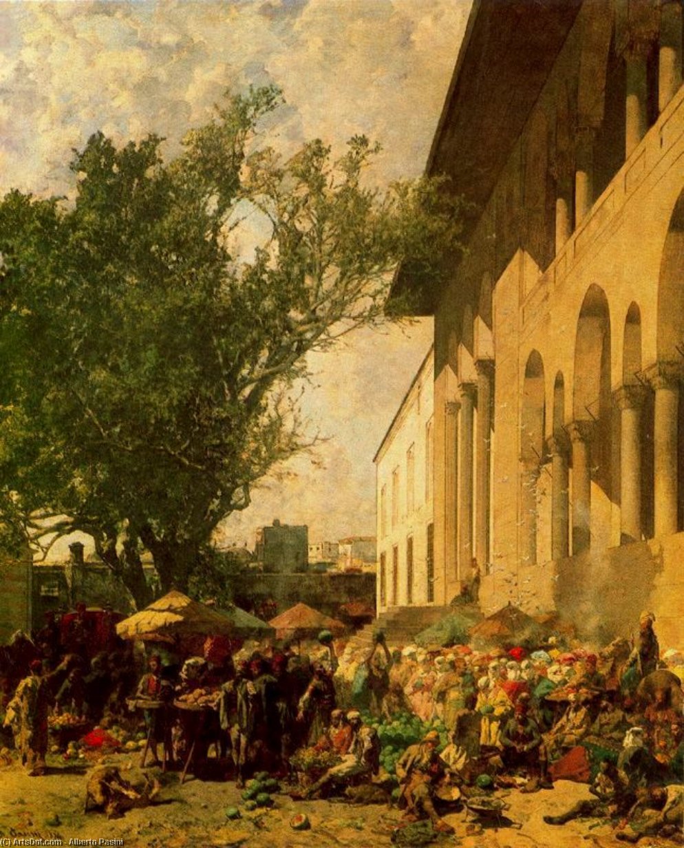 Wikioo.org - The Encyclopedia of Fine Arts - Painting, Artwork by Alberto Pasini - Mercato A Constantinopoli