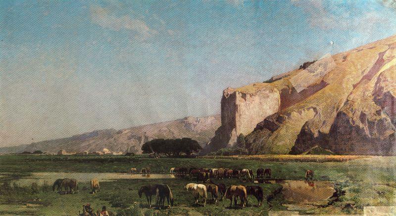 WikiOO.org - אנציקלופדיה לאמנויות יפות - ציור, יצירות אמנות Alberto Pasini - Pâturage Sur La Route De Téhéran À Tabriz