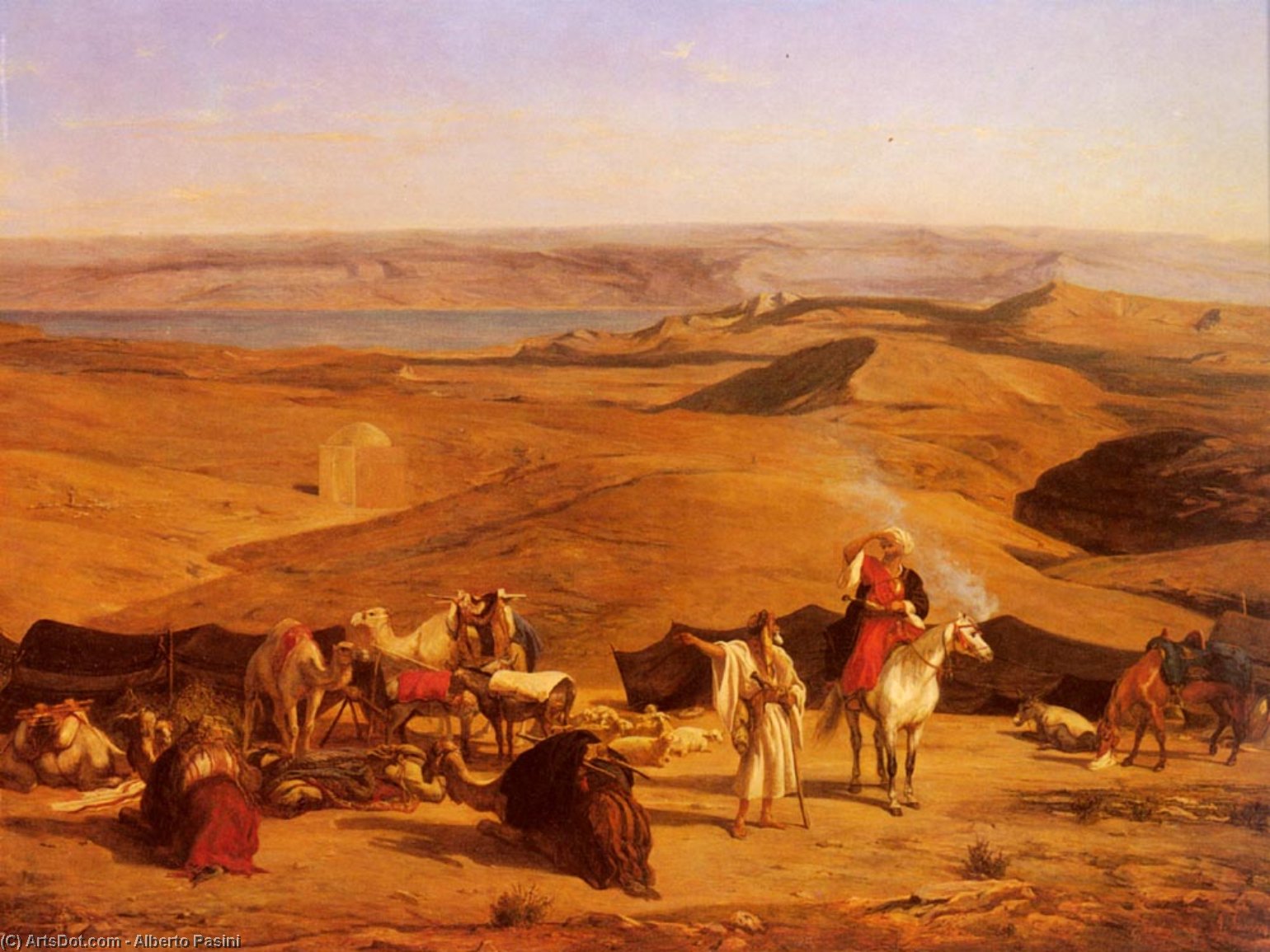 WikiOO.org - Encyclopedia of Fine Arts - Målning, konstverk Alberto Pasini - The Desert Encampment