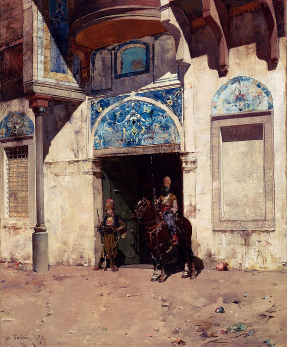 WikiOO.org - Encyclopedia of Fine Arts - Maleri, Artwork Alberto Pasini - The Palace Guard