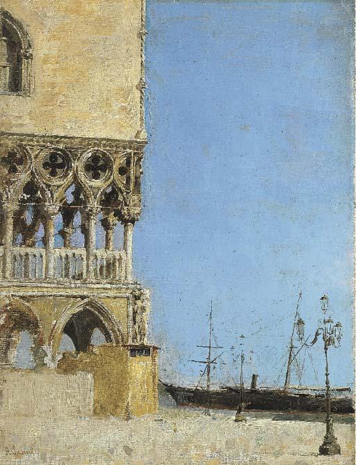 Wikioo.org - Bách khoa toàn thư về mỹ thuật - Vẽ tranh, Tác phẩm nghệ thuật Alberto Pasini - Venezia, Scorcio Di Palazzo Ducale