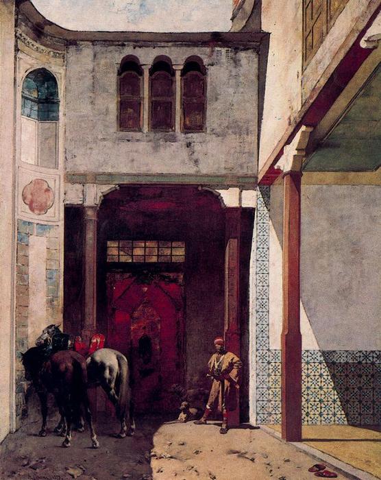 Wikioo.org - The Encyclopedia of Fine Arts - Painting, Artwork by Alberto Pasini - Visiting The Mosque