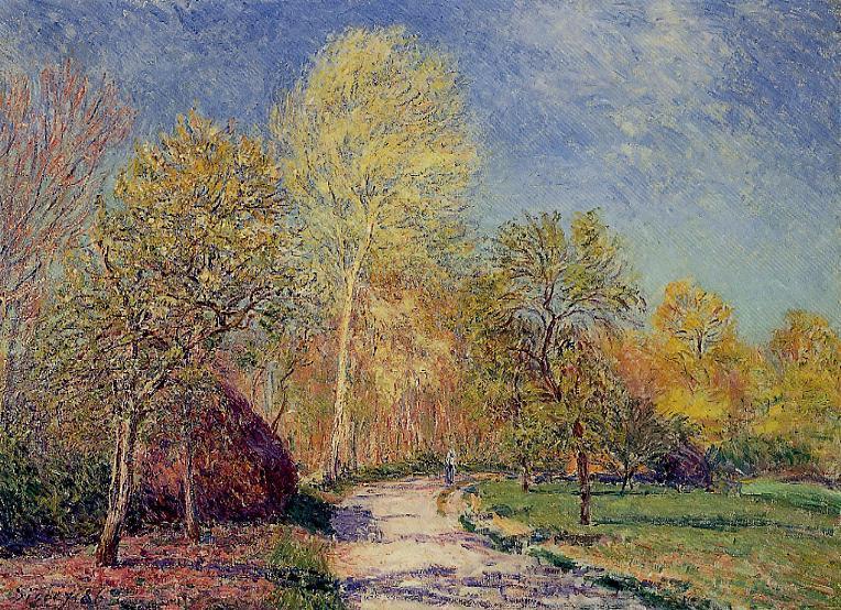 Wikioo.org - สารานุกรมวิจิตรศิลป์ - จิตรกรรม Alfred Sisley - A May Morning in Moret
