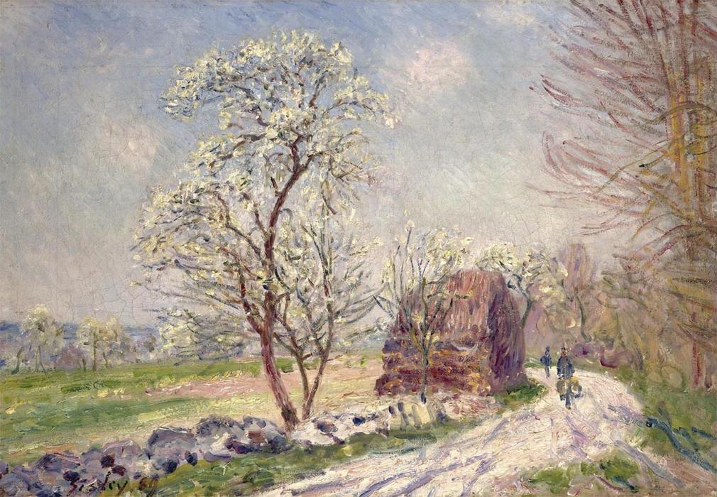 Wikioo.org – La Enciclopedia de las Bellas Artes - Pintura, Obras de arte de Alfred Sisley - a lo largo del maderas in primavera