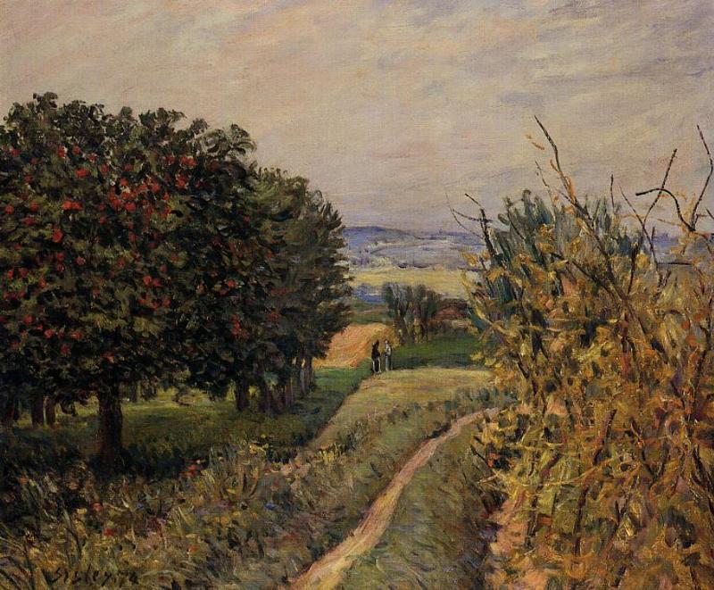 WikiOO.org - 백과 사전 - 회화, 삽화 Alfred Sisley - Among the Vines near Louveciennes