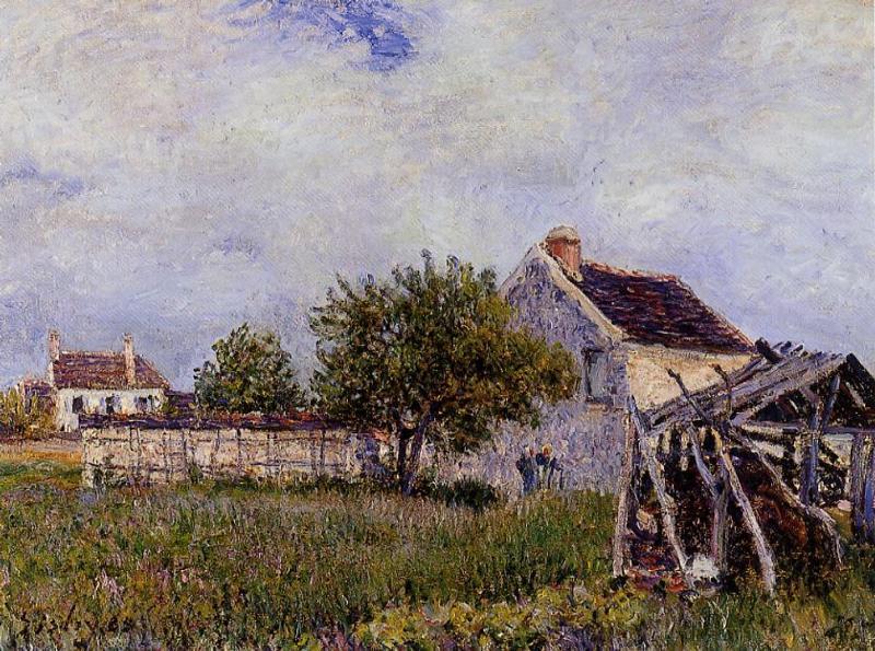 WikiOO.org - אנציקלופדיה לאמנויות יפות - ציור, יצירות אמנות Alfred Sisley - An Old Cottage at Sablons