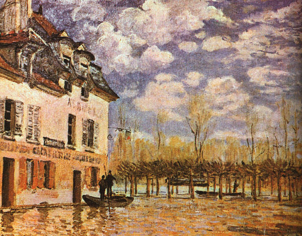 Wikioo.org - The Encyclopedia of Fine Arts - Painting, Artwork by Alfred Sisley - Boat During a Flood