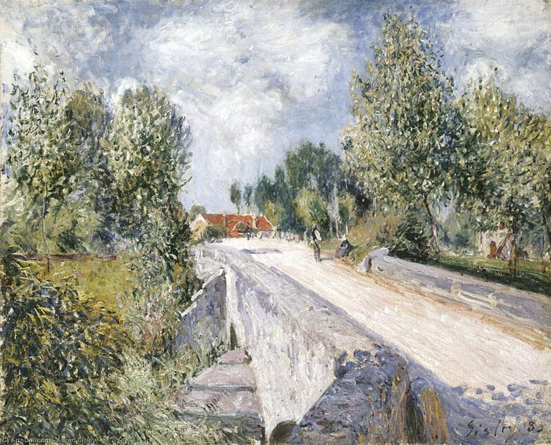 Wikioo.org - The Encyclopedia of Fine Arts - Painting, Artwork by Alfred Sisley - Bridge over the Orvanne near Moret