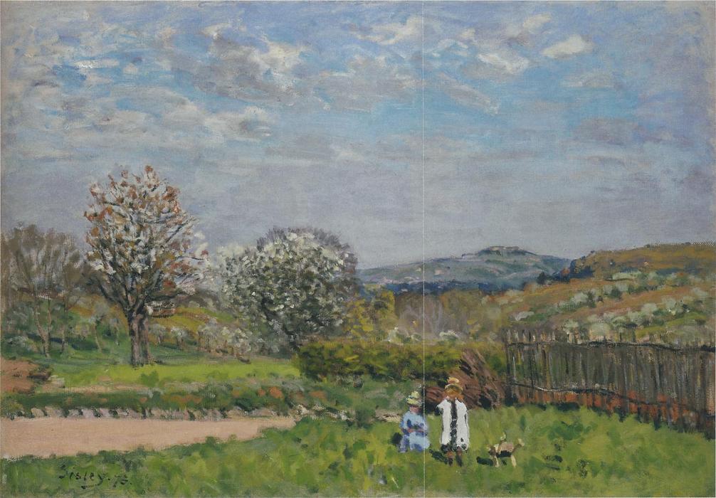 Wikioo.org - The Encyclopedia of Fine Arts - Painting, Artwork by Alfred Sisley - Children Playing in the Fields
