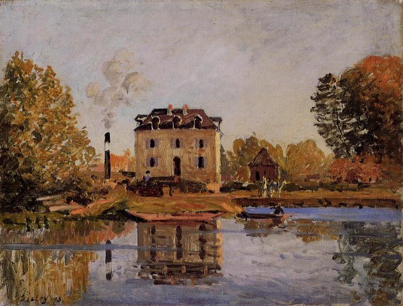 Wikioo.org - The Encyclopedia of Fine Arts - Painting, Artwork by Alfred Sisley - Factory in the Flood, Bougival