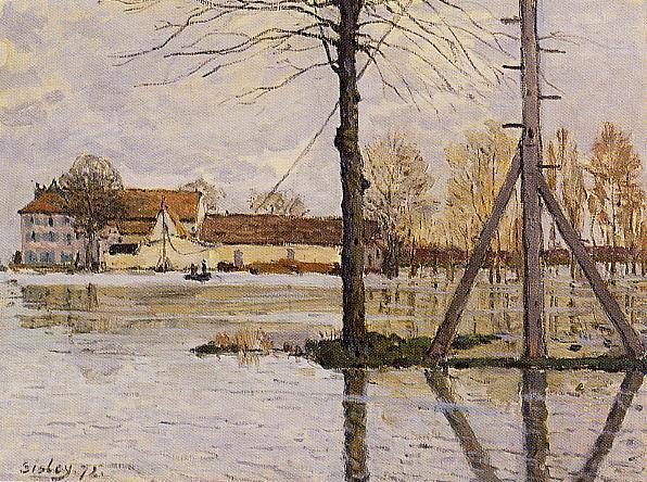 Wikioo.org - The Encyclopedia of Fine Arts - Painting, Artwork by Alfred Sisley - Ferry to the Ile de la Loge, Flood