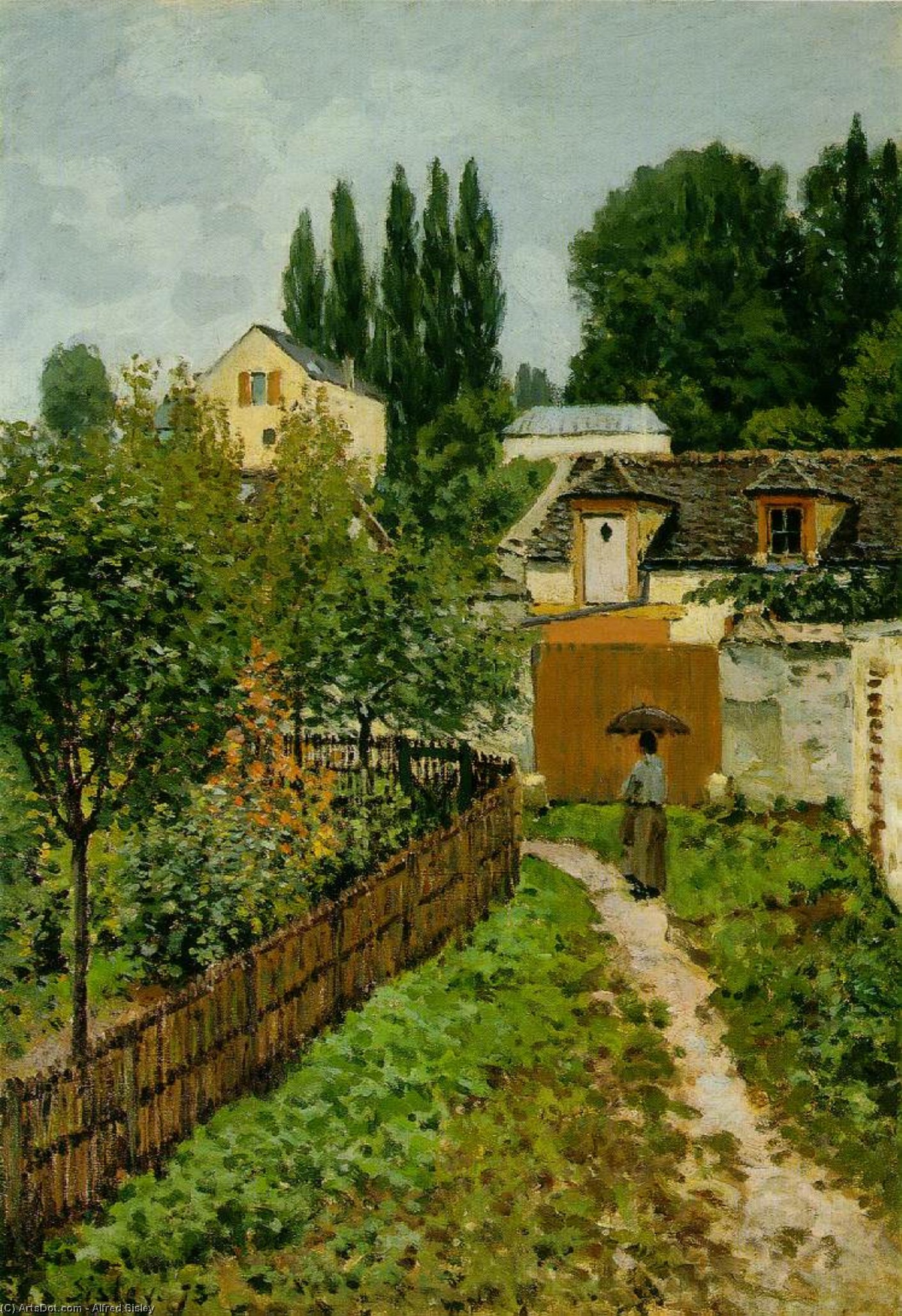Wikioo.org - The Encyclopedia of Fine Arts - Painting, Artwork by Alfred Sisley - Garden Path in Louveciennes (Chemin de l'Etarche)
