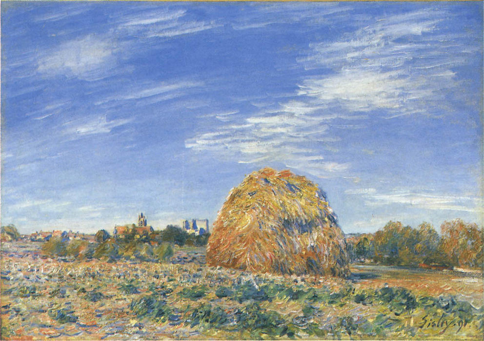 Wikioo.org - The Encyclopedia of Fine Arts - Painting, Artwork by Alfred Sisley - Haystacks in Moret in October