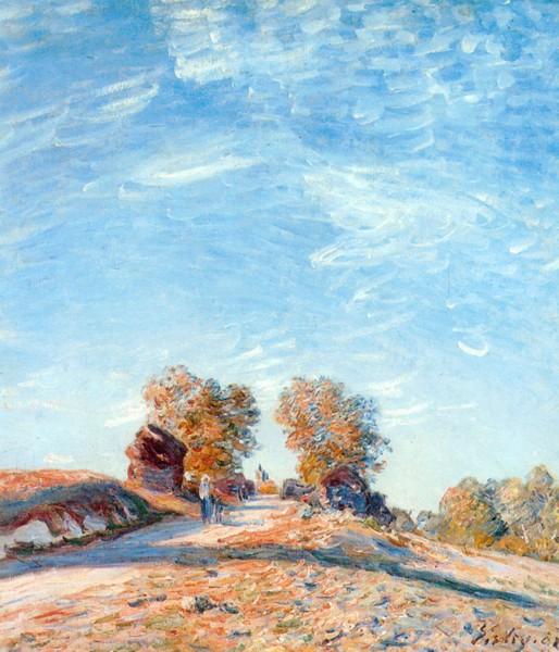 WikiOO.org – 美術百科全書 - 繪畫，作品 Alfred Sisley - 山的路径 在  阳光