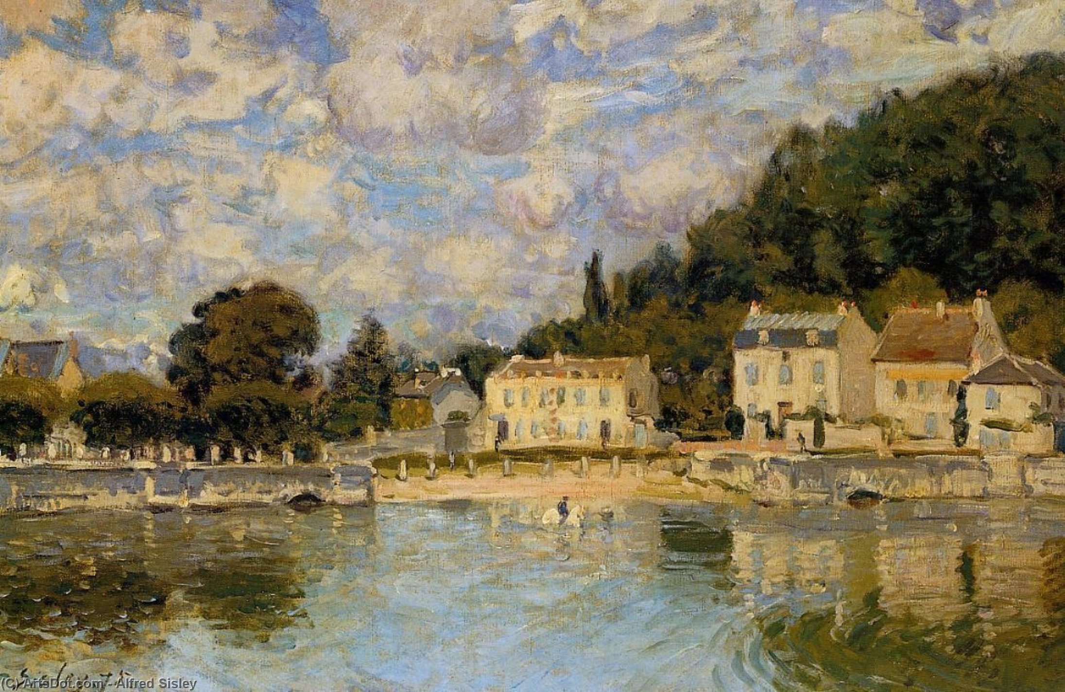 Wikioo.org - The Encyclopedia of Fine Arts - Painting, Artwork by Alfred Sisley - Horses being Watered at Marly le Roi