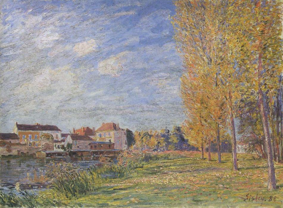 Wikioo.org - The Encyclopedia of Fine Arts - Painting, Artwork by Alfred Sisley - Indian Summer at Moret Sunday Afternoon