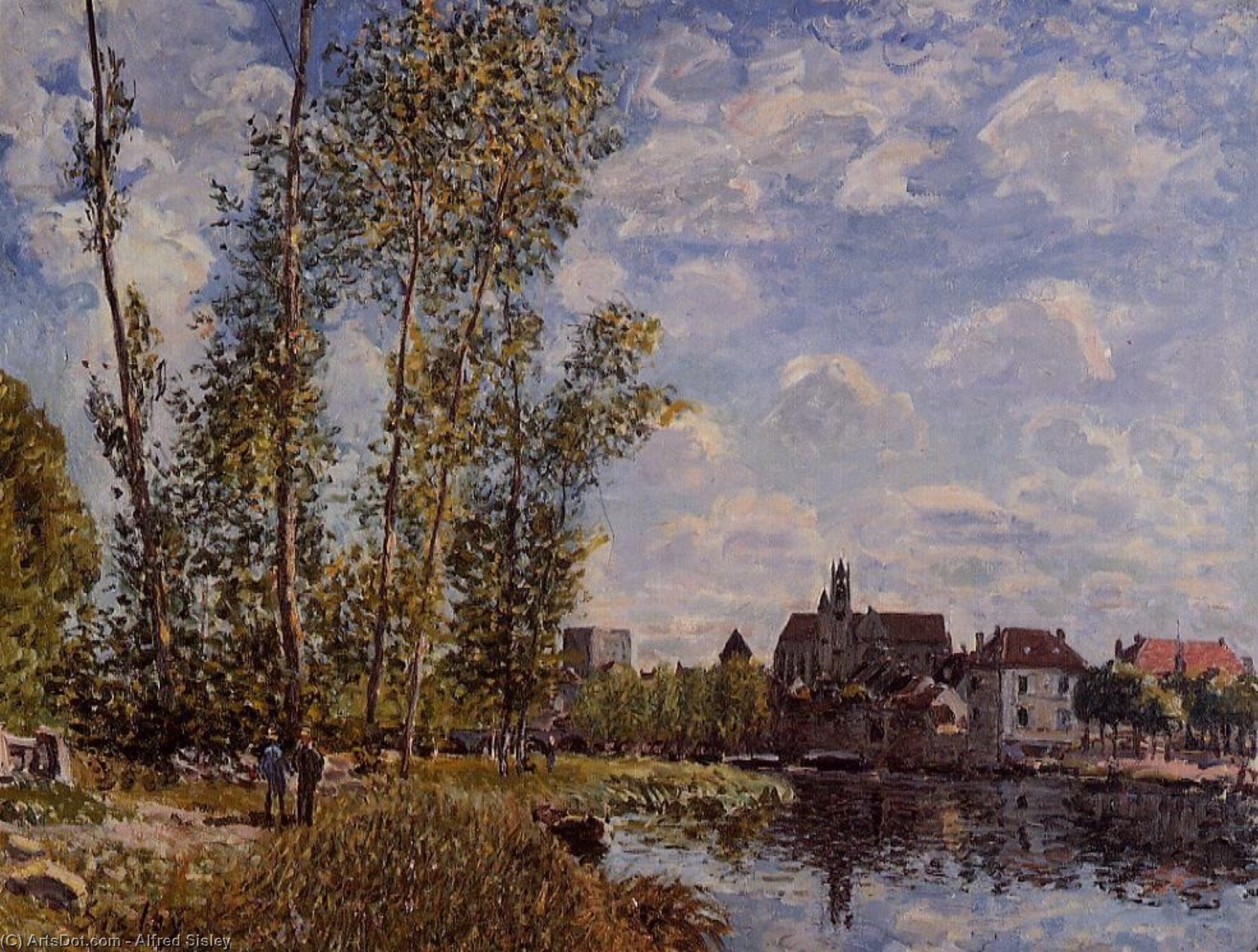 Wikioo.org - The Encyclopedia of Fine Arts - Painting, Artwork by Alfred Sisley - Moret, View from the Loing, May Afternoon