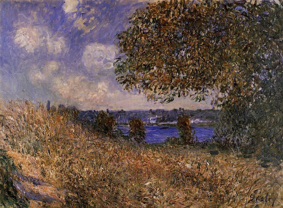 Wikioo.org - The Encyclopedia of Fine Arts - Painting, Artwork by Alfred Sisley - Near the Bank of the Seine at By