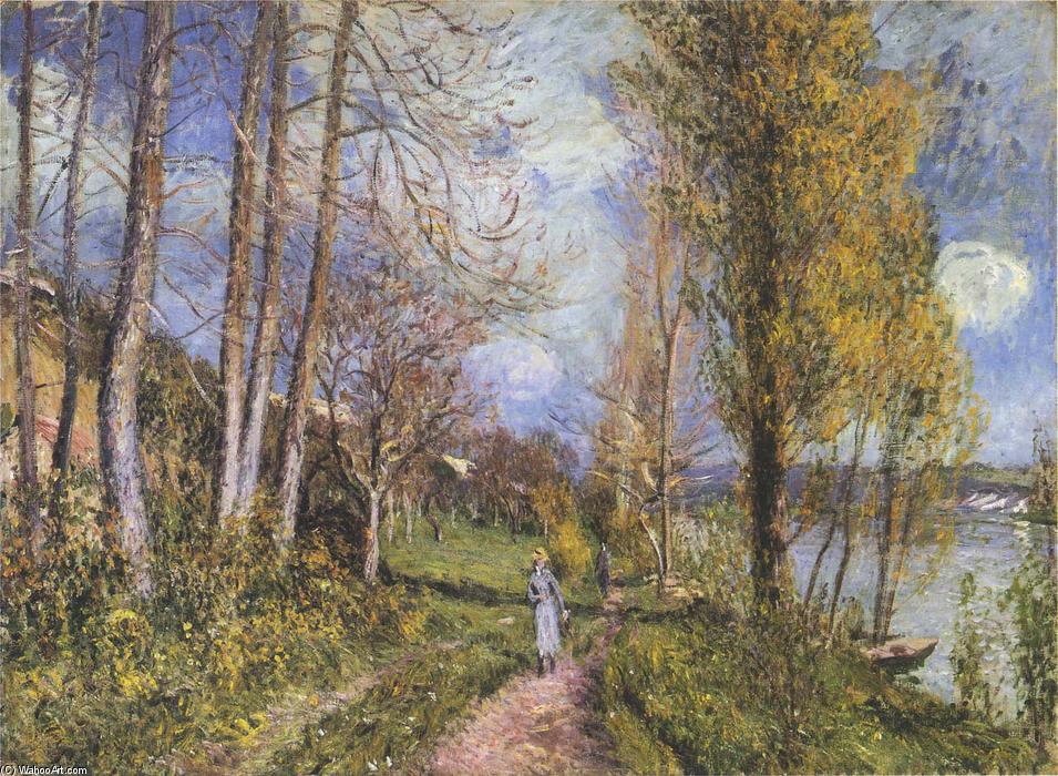 Wikioo.org - The Encyclopedia of Fine Arts - Painting, Artwork by Alfred Sisley - Near the Seine at By