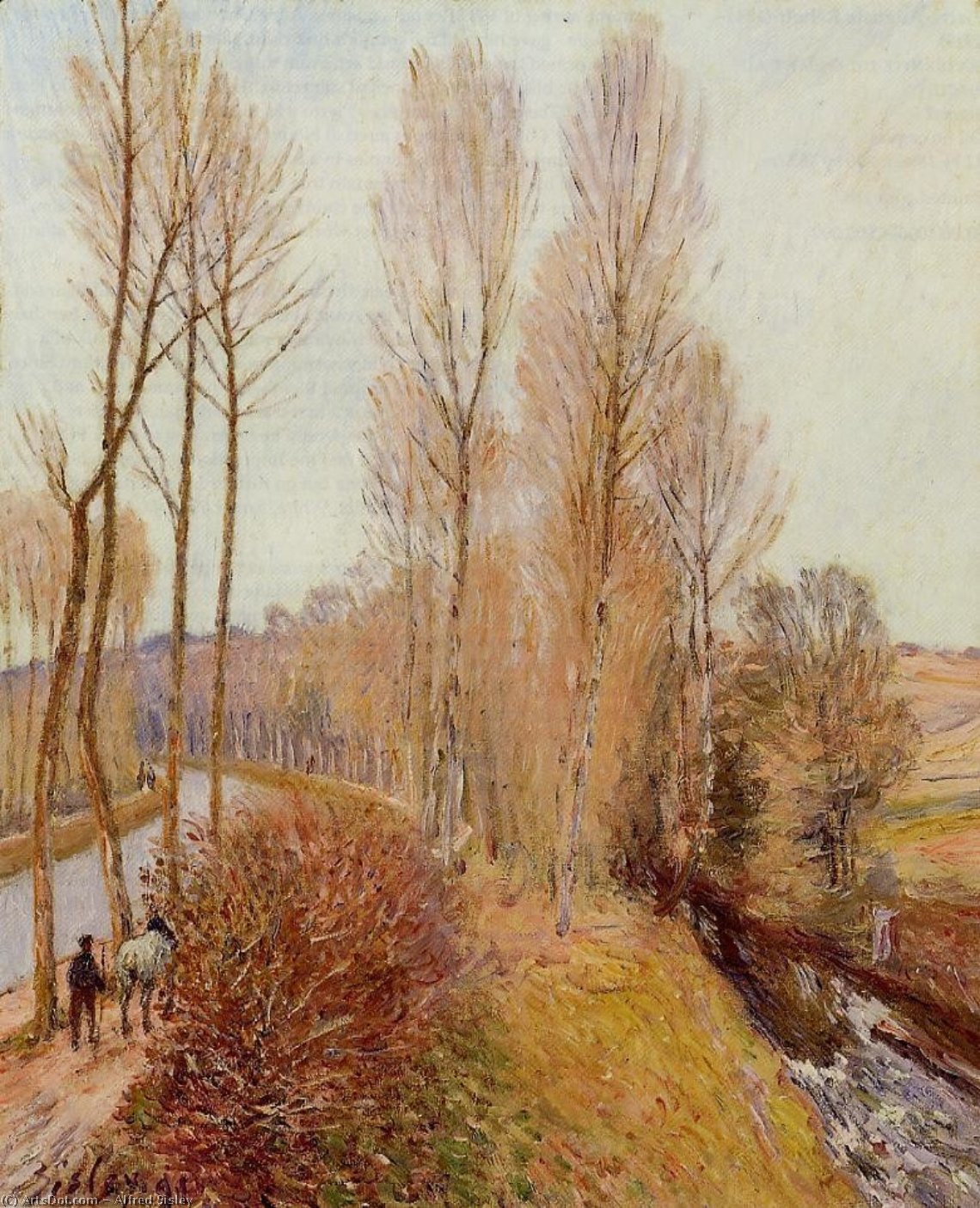 WikiOO.org – 美術百科全書 - 繪畫，作品 Alfred Sisley - 路径 沿  的  Loing的  运河