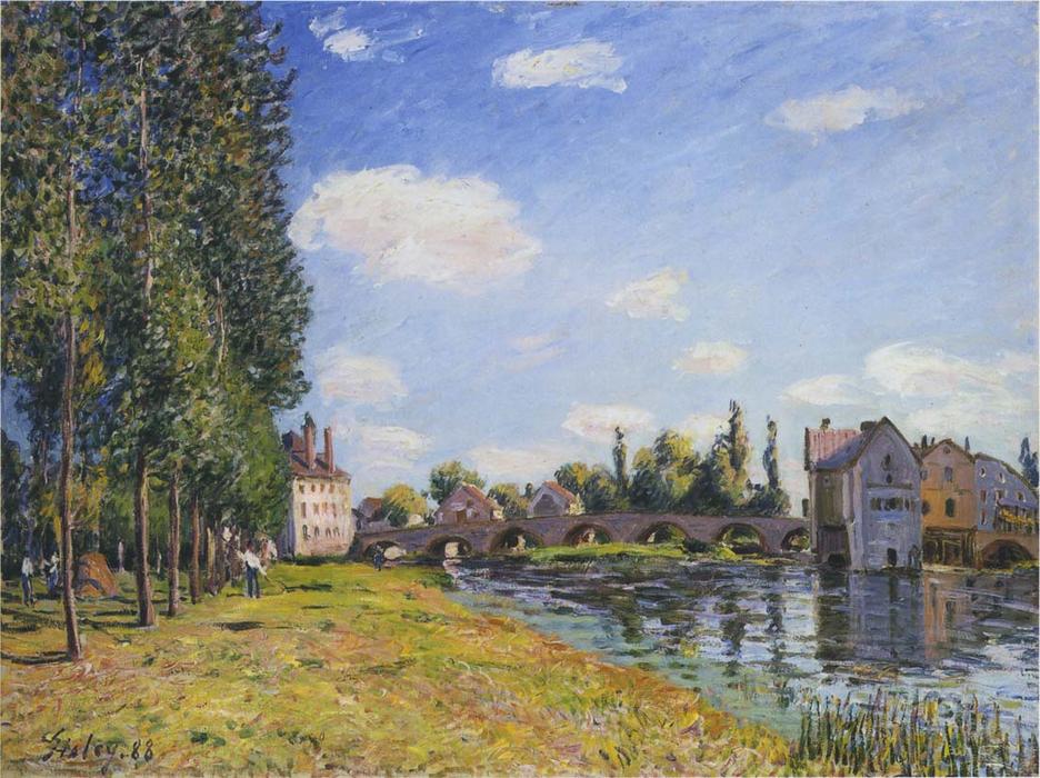 Wikioo.org – La Enciclopedia de las Bellas Artes - Pintura, Obras de arte de Alfred Sisley - Pont Moret en verano