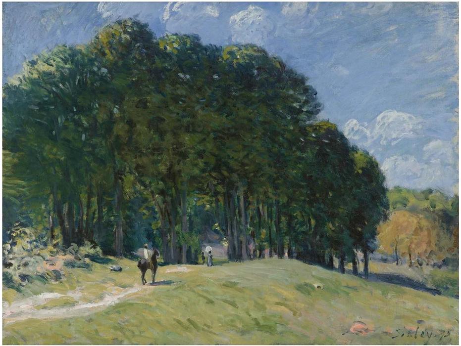 Wikoo.org - موسوعة الفنون الجميلة - اللوحة، العمل الفني Alfred Sisley - Rider at the Edge of the Forest