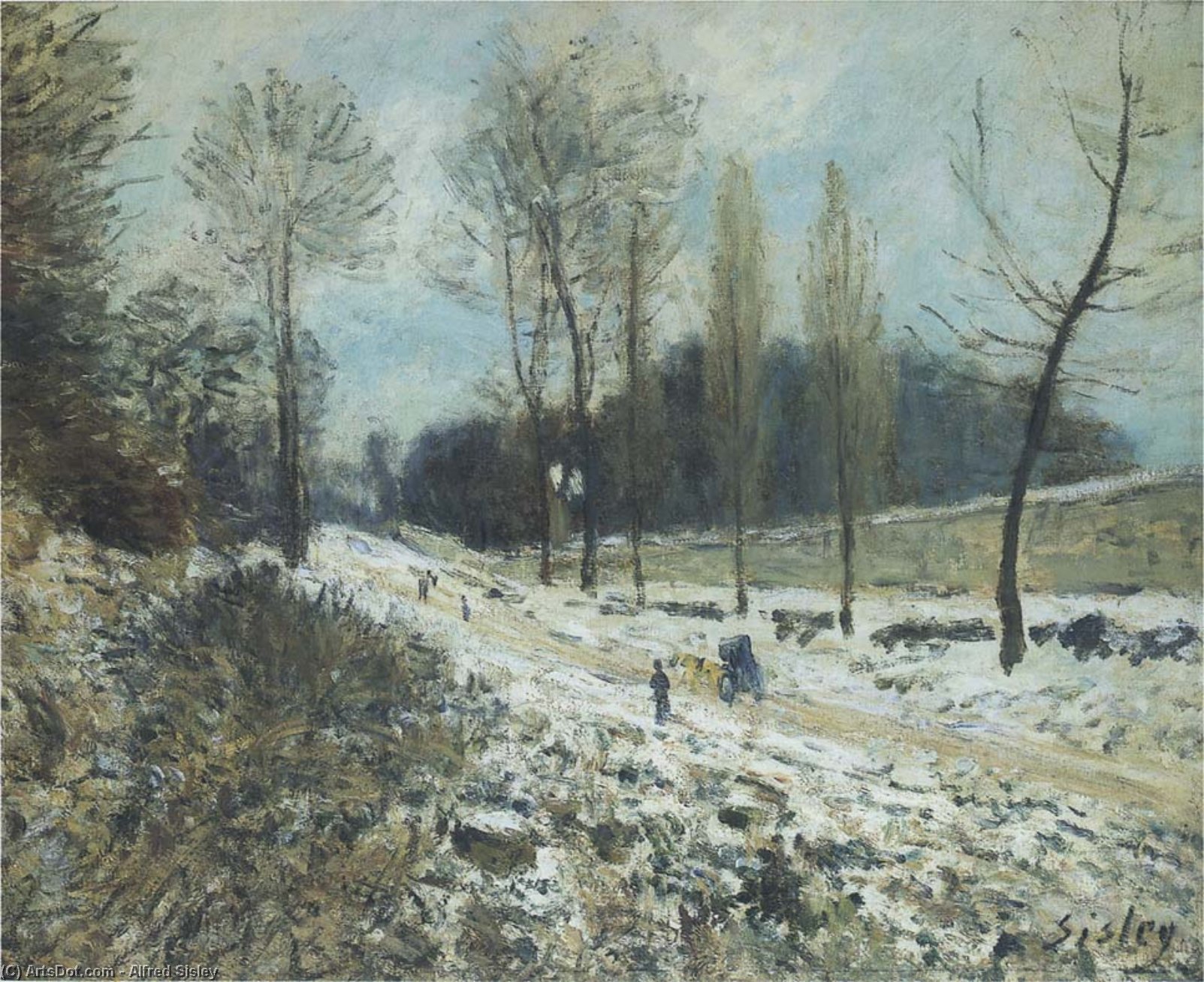 Wikioo.org - The Encyclopedia of Fine Arts - Painting, Artwork by Alfred Sisley - Route to Marly Le Roi in Snow