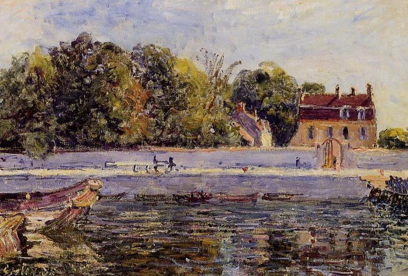 Wikioo.org - The Encyclopedia of Fine Arts - Painting, Artwork by Alfred Sisley - Saint Mammes House on the Canal du Loing