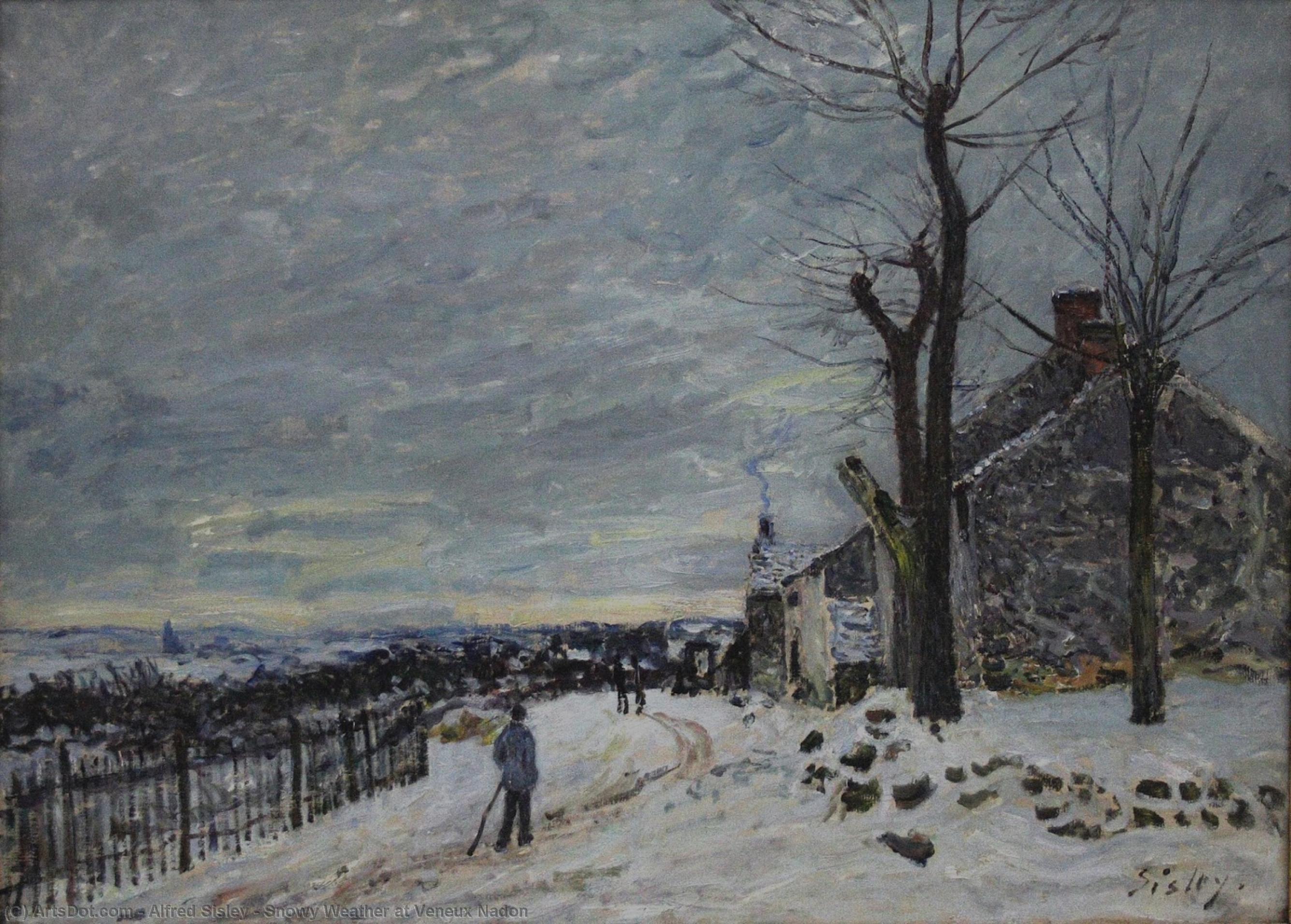 Wikioo.org - The Encyclopedia of Fine Arts - Painting, Artwork by Alfred Sisley - Snowy Weather at Veneux Nadon