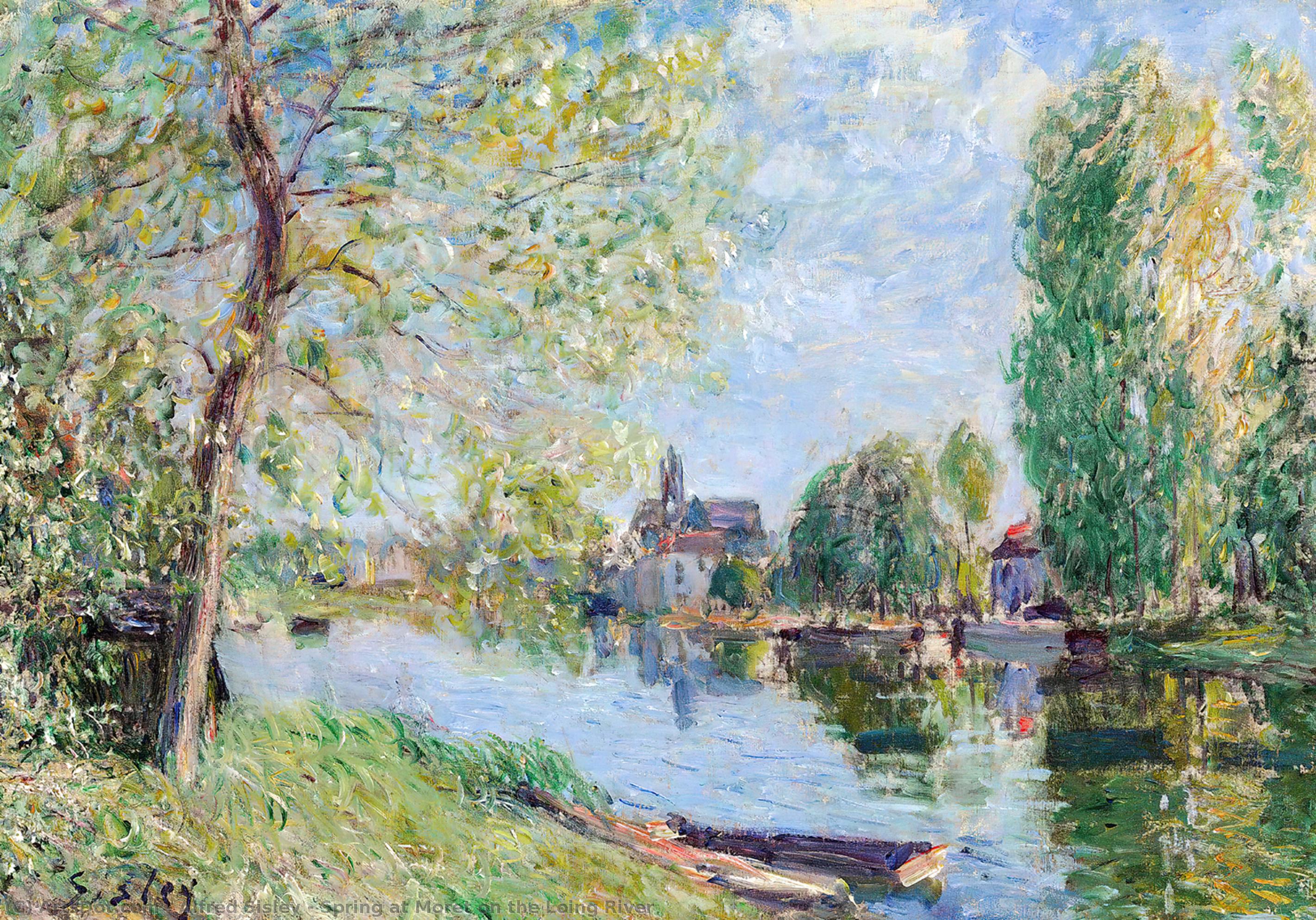 Wikioo.org - The Encyclopedia of Fine Arts - Painting, Artwork by Alfred Sisley - Spring at Moret on the Loing River