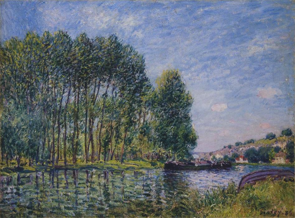 WikiOO.org – 美術百科全書 - 繪畫，作品 Alfred Sisley - 春季 的  Loing的  河