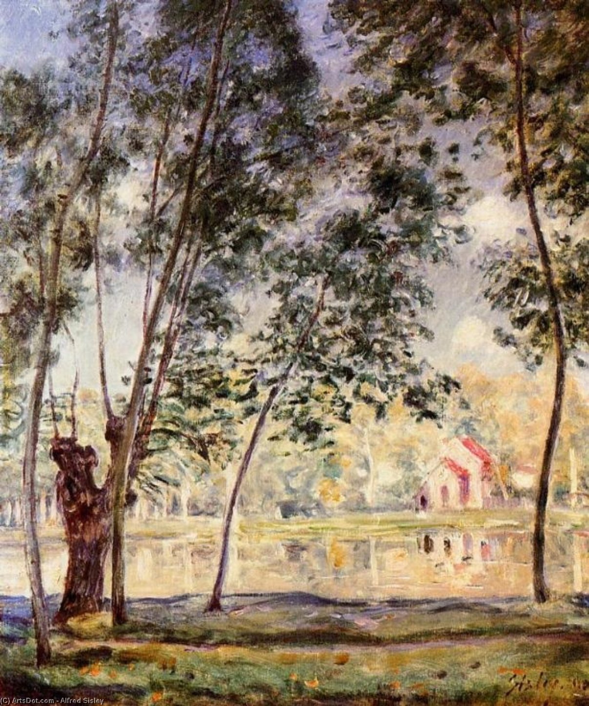 Wikioo.org - The Encyclopedia of Fine Arts - Painting, Artwork by Alfred Sisley - Sunny Afternoon Willows by the Loing