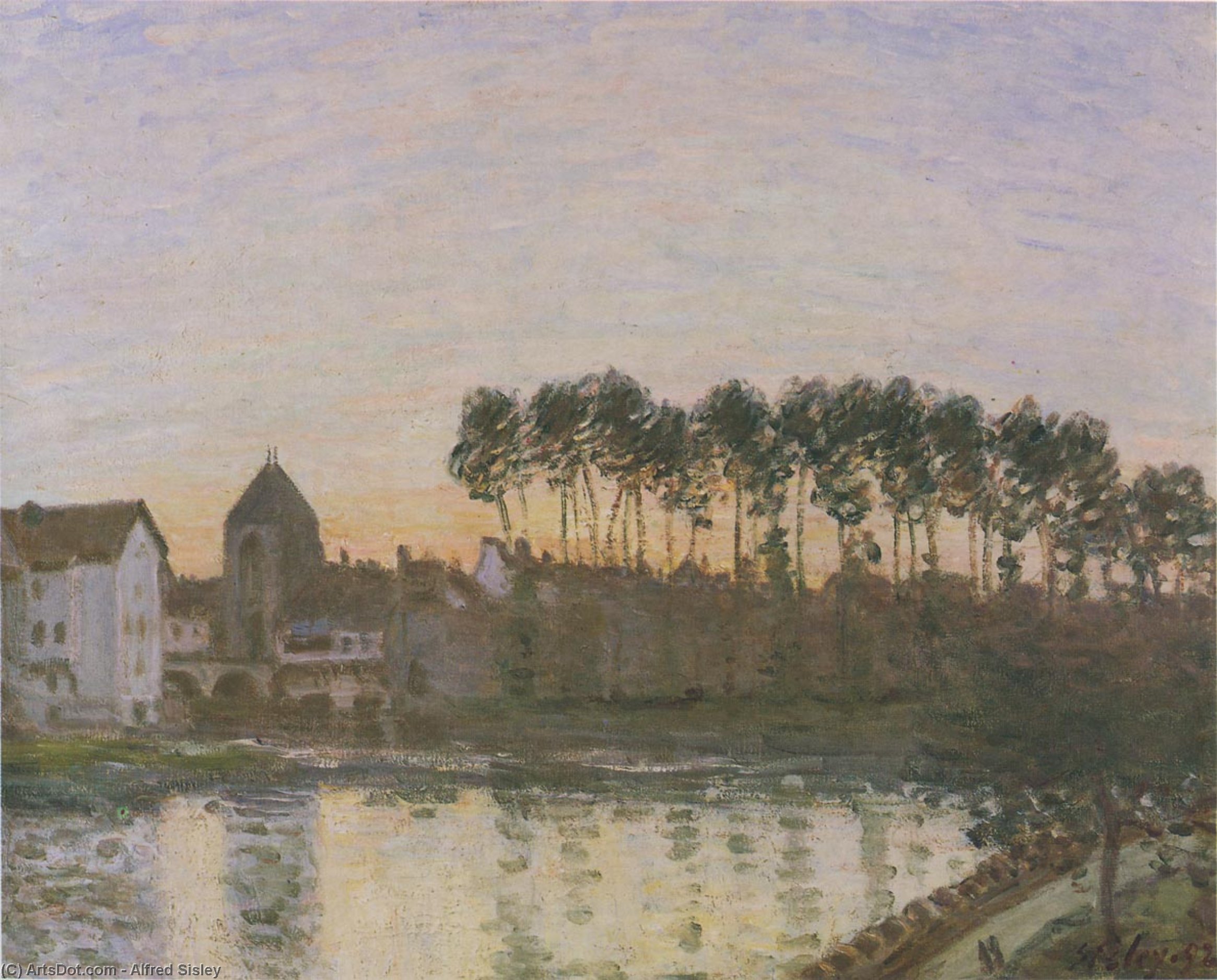 Wikioo.org - The Encyclopedia of Fine Arts - Painting, Artwork by Alfred Sisley - Sunset at Moret