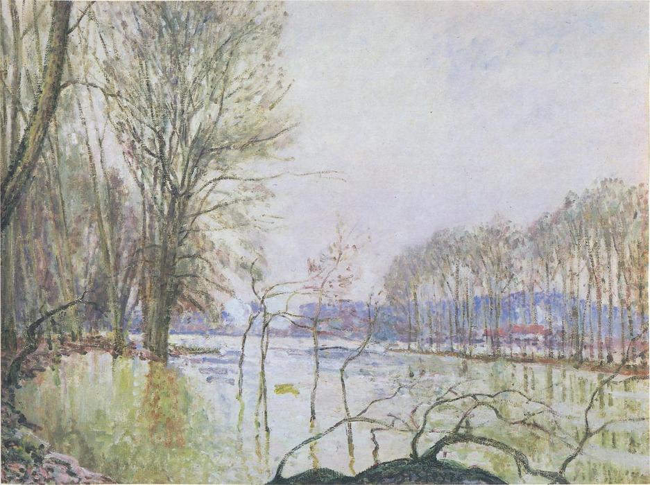 Wikioo.org – La Enciclopedia de las Bellas Artes - Pintura, Obras de arte de Alfred Sisley - el bancos de Sena in otoño inundación