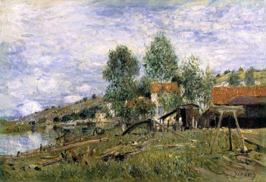 Wikioo.org - สารานุกรมวิจิตรศิลป์ - จิตรกรรม Alfred Sisley - The Boatyard at Saint Mammes