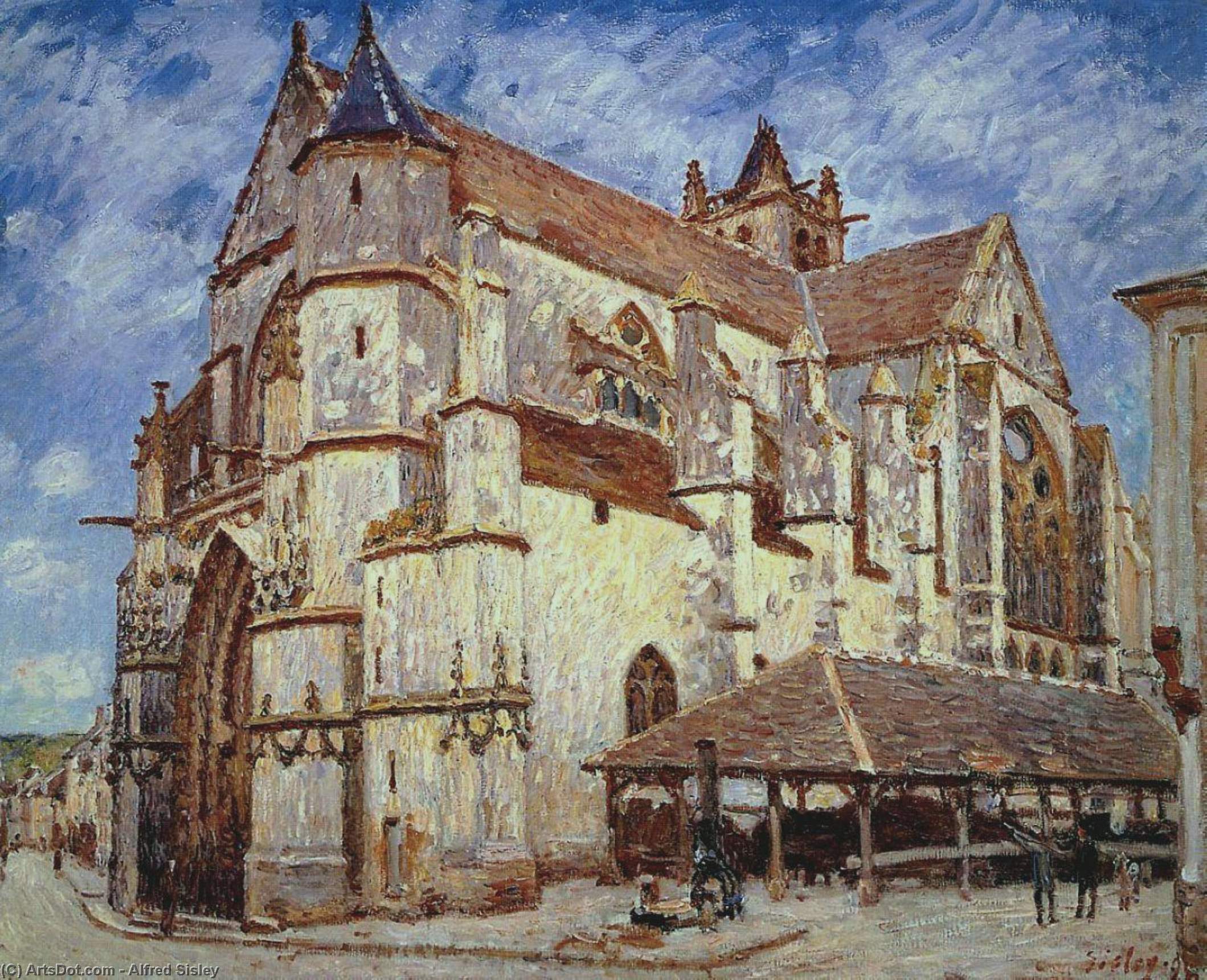 Wikioo.org - The Encyclopedia of Fine Arts - Painting, Artwork by Alfred Sisley - The Church at Moret, Afternoon