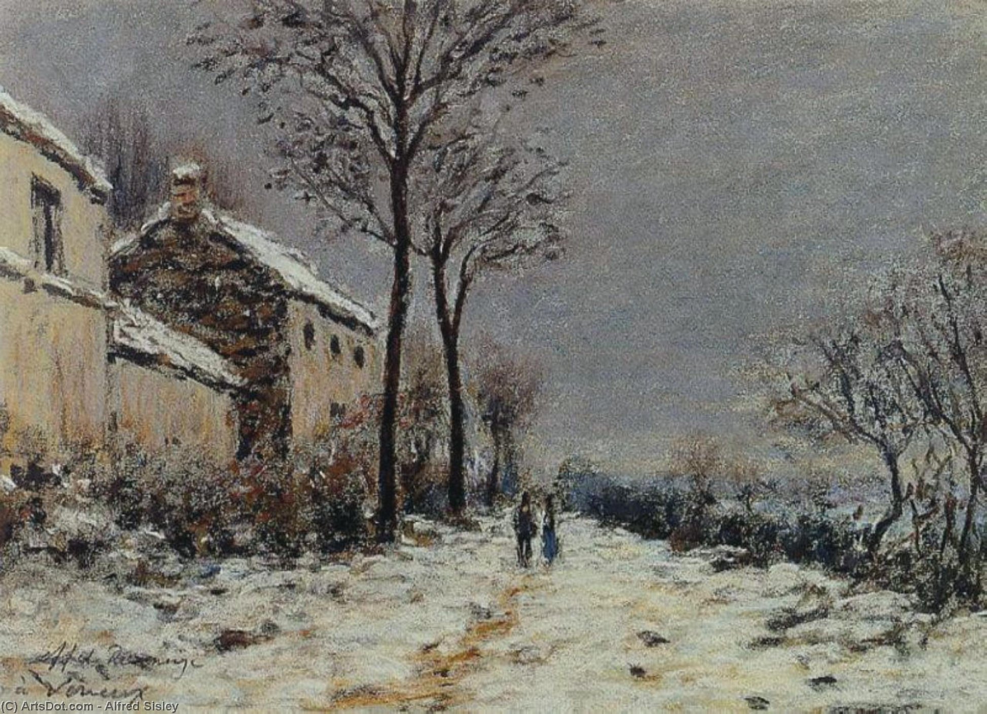 Wikioo.org - The Encyclopedia of Fine Arts - Painting, Artwork by Alfred Sisley - The Effect of Snow at Veneux