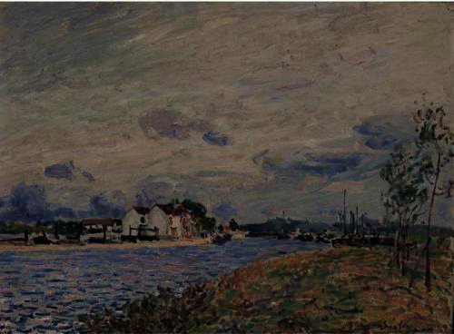 Wikioo.org - The Encyclopedia of Fine Arts - Painting, Artwork by Alfred Sisley - The Embankments of the Loing at Saint-Mammes