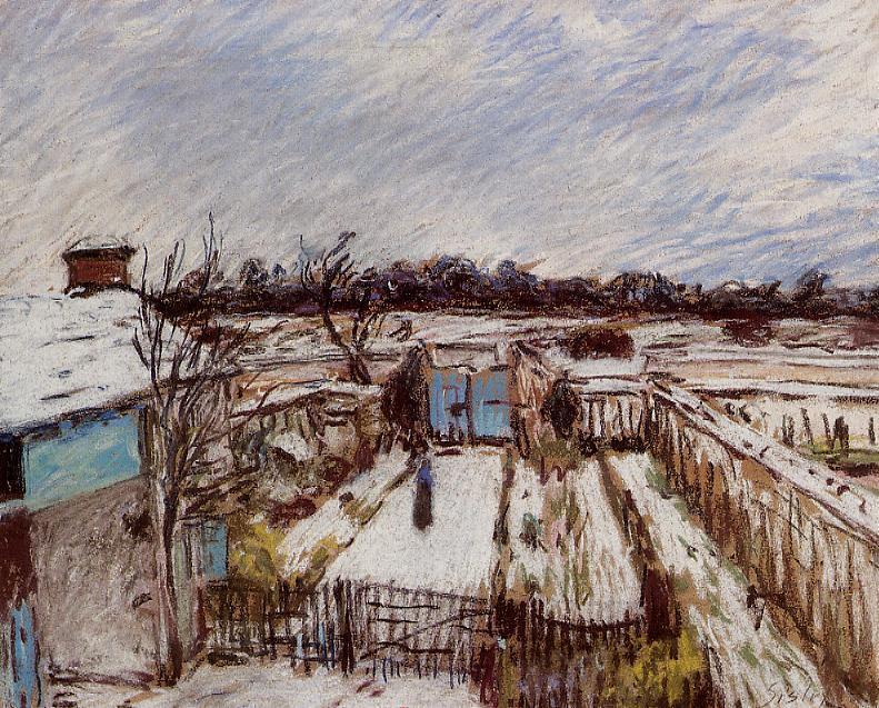 WikiOO.org – 美術百科全書 - 繪畫，作品 Alfred Sisley - 雪下的花园