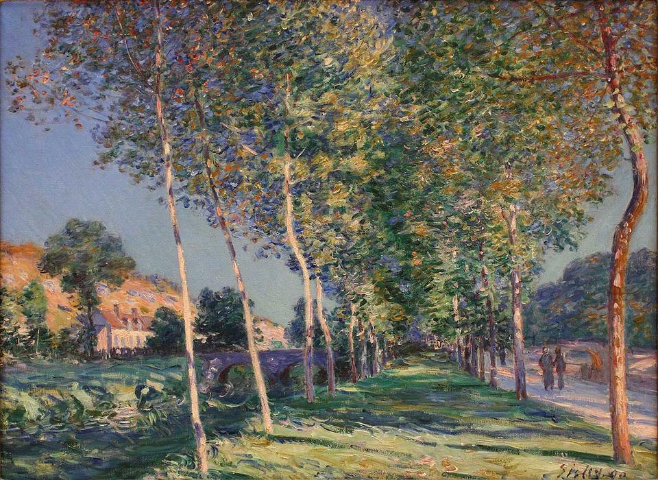 Wikioo.org - The Encyclopedia of Fine Arts - Painting, Artwork by Alfred Sisley - The Lane of Poplars at Moret Sur Loing