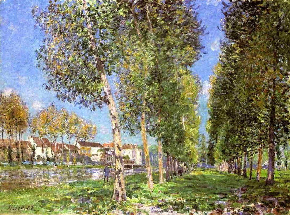 Wikioo.org - สารานุกรมวิจิตรศิลป์ - จิตรกรรม Alfred Sisley - The Lane of Poplars at Moret-Sur-Loing