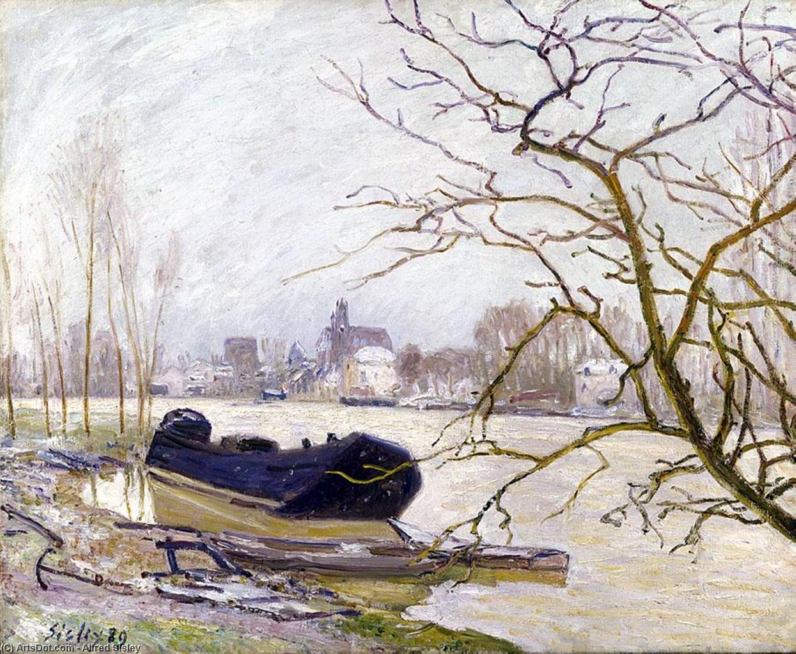 WikiOO.org - Enciclopédia das Belas Artes - Pintura, Arte por Alfred Sisley - The Loing at High Water