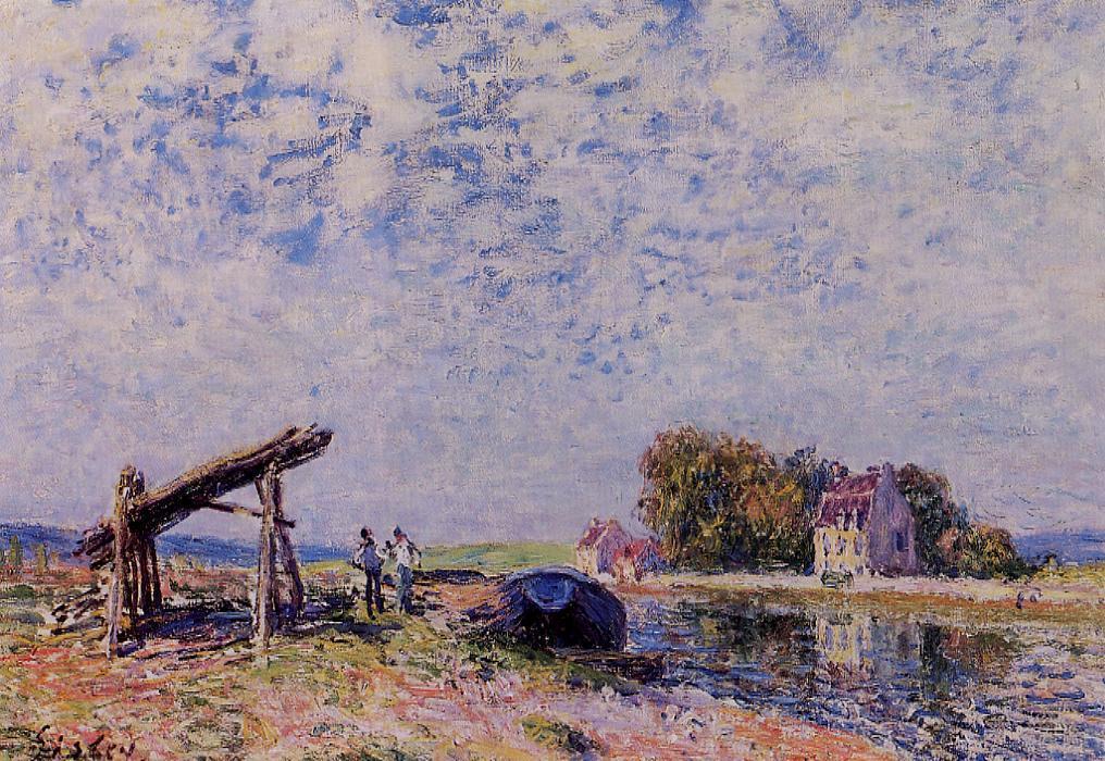 Wikioo.org - The Encyclopedia of Fine Arts - Painting, Artwork by Alfred Sisley - The Loing Canal at Saint Mammes